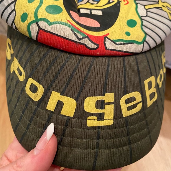 Sponge Bob Square Pants Vintage Hat w Camouflage Mesh Adjustable Baseball Hat - Picture 6 of 11